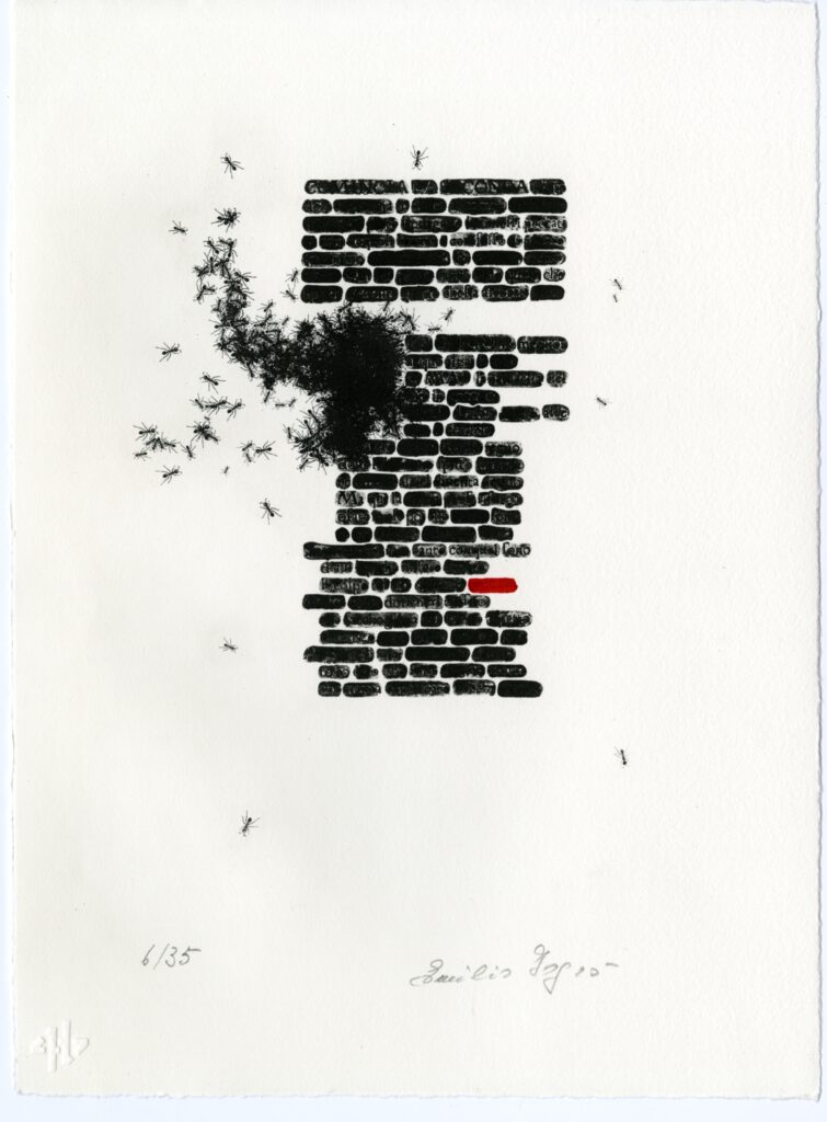 Emilio Isgrò, Purgatorio, 2018, impressione su matrice fotopolimerica
